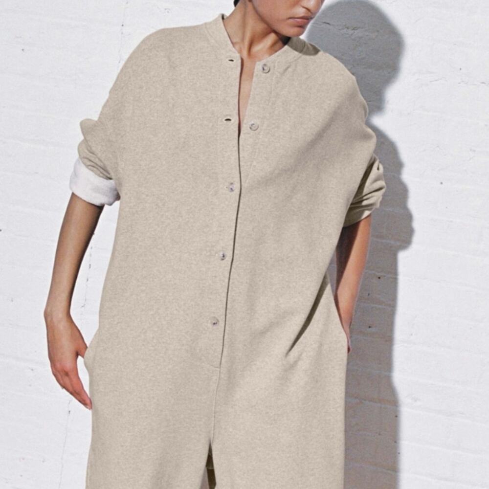 NWT Mara Hoffman Full Circle Sabina Jumpsuit Plus Size 2X Oatmeal Beige Comfy‎ - Picture 2 of 6